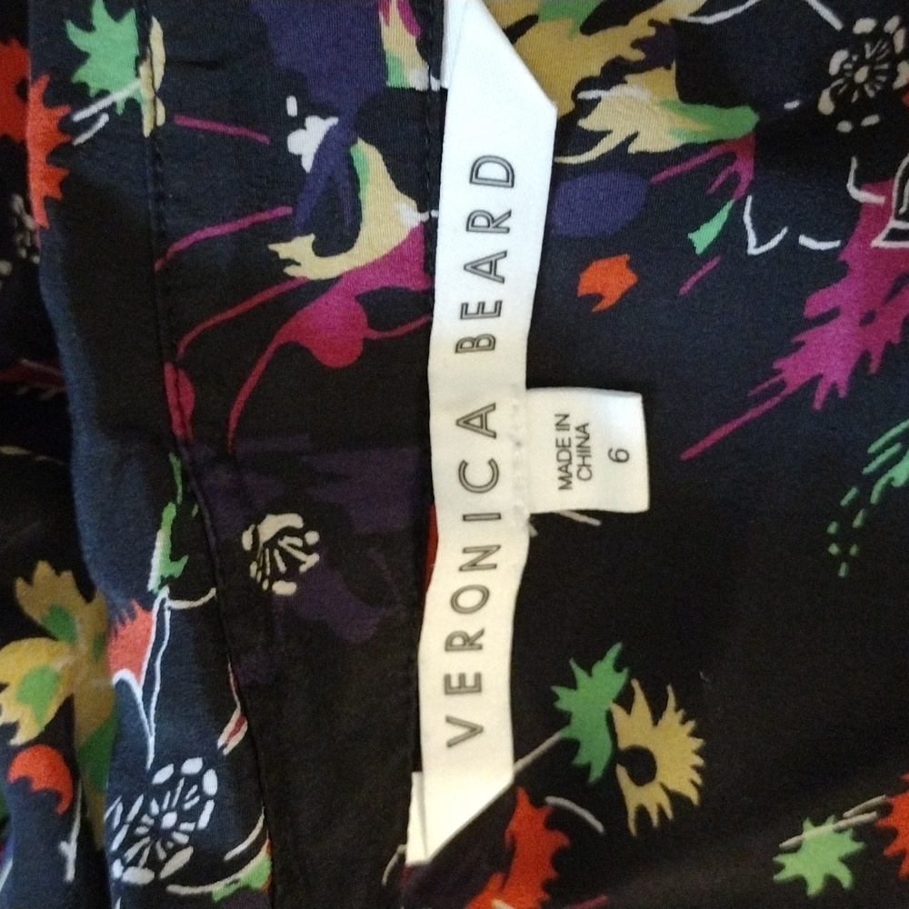 Veronica Beard Carmine sz 6 Silk Black Floral Puff Sleeve Blouse - Picture 5 of 11